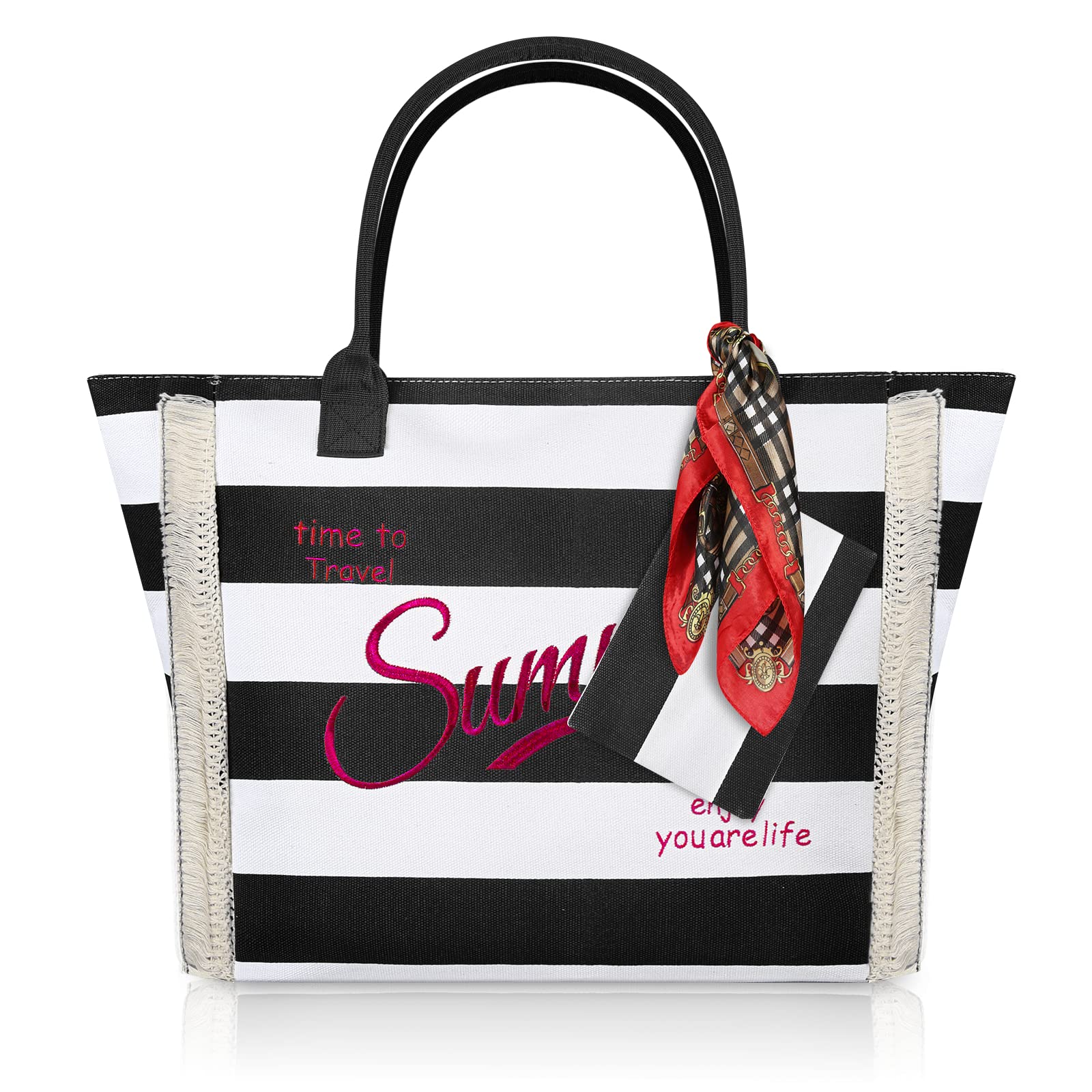 Victse Bolso de Playa Grande, Mujer Bolsa de Hombro con Cremallera, Ligera Bolso Totalizador, Bolso de Bandolera, Grande Bolsa de Compras Niña Bolsa de Asas