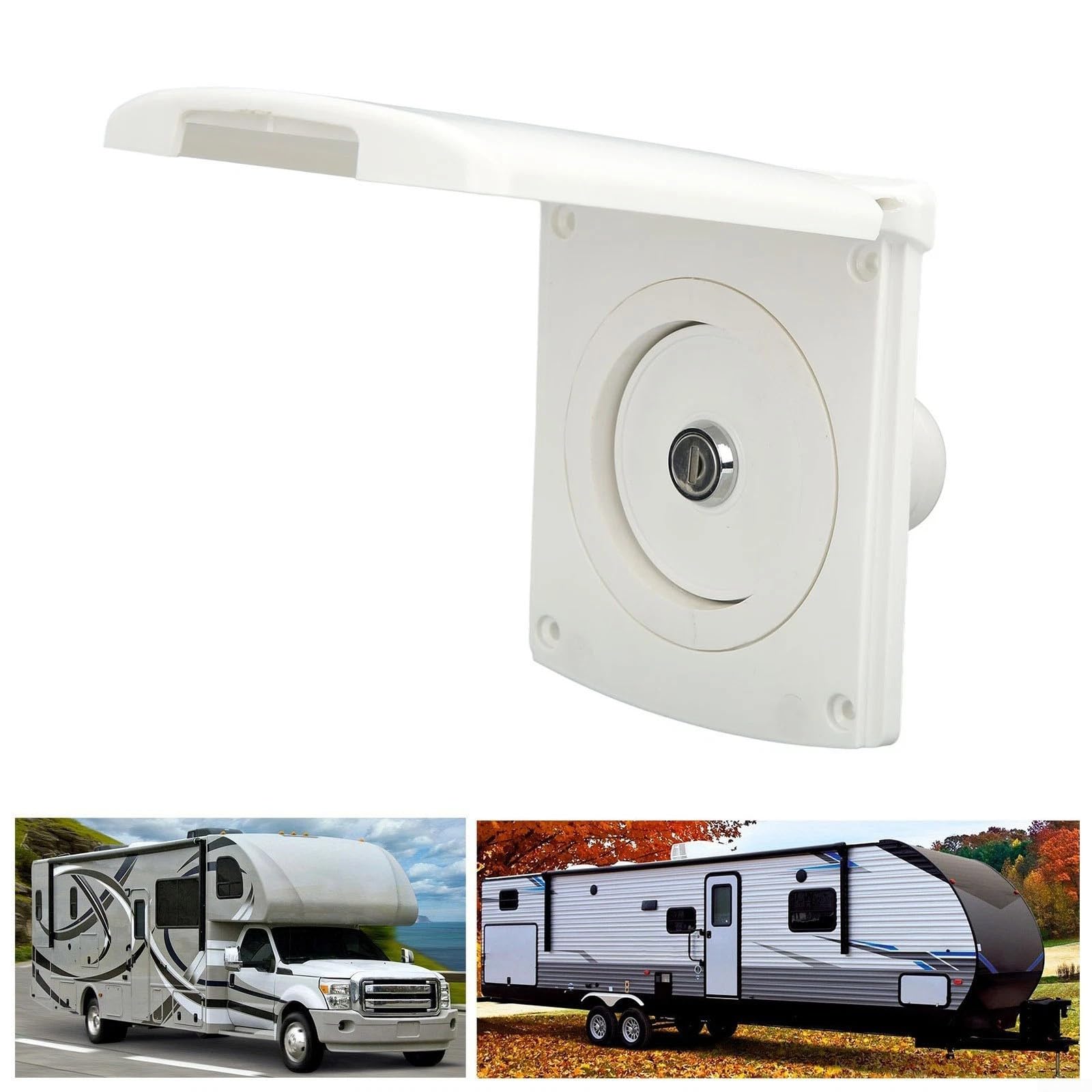 Boquilla de llenado de agua con cremallera de ABS con tapa magnética y llave, conexión de agua para autocaravana, remolque de viaje para caravana, pieza de repuesto A10835-01 A10842, color blanco