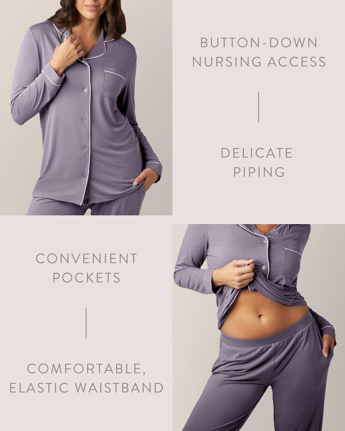 Kindred Bravely Clea Maternity Pajamas & Postpartum Lounge Sets for Women, Long Sleeve Nursing Pajamas - Image 5