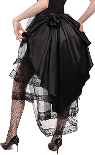 Steampunk Gothic Tulle Bustle Skirt Victorian Lace Tie-on Tutu Bow Halloween Costume Accessory Black