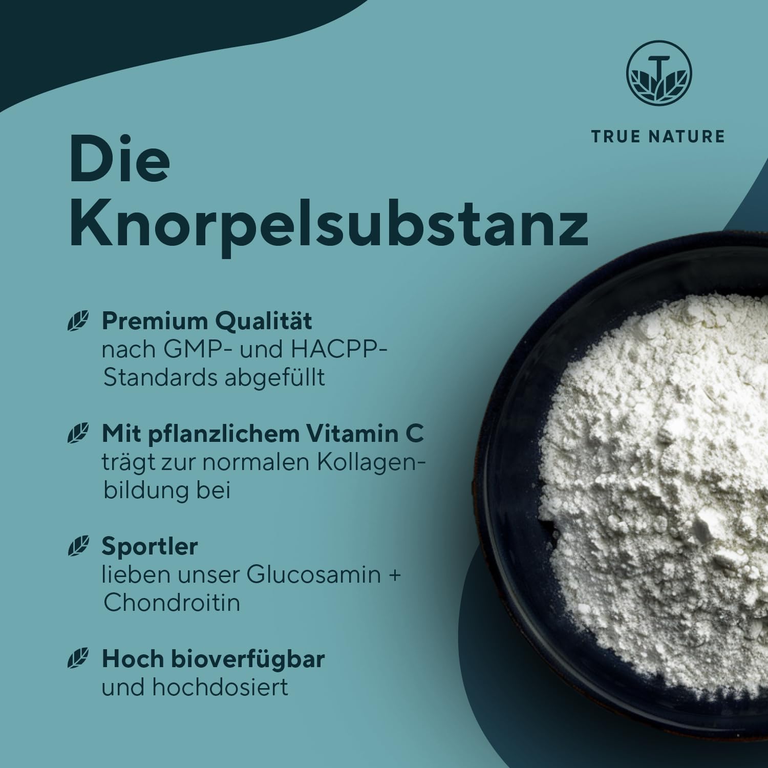 Glucosamin Chondroitin hochdosiert - 240 Kapseln mit 2600mg Glucosamin & Chondroitin pro Tag - mit Vitamin C (trägt zur normalen Kollagenbildung bei) - Pharmazeutische Qualität - TRUE NATURE