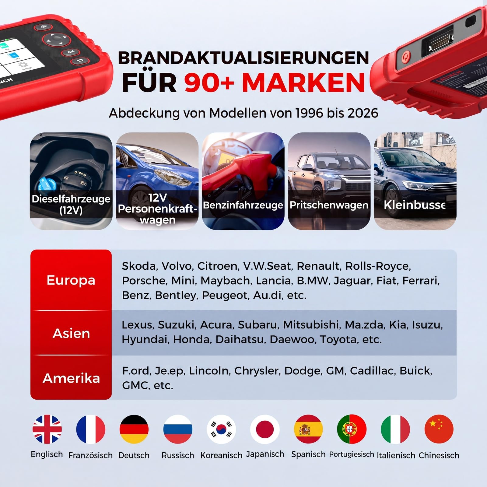 LAUNCH CRP123X V3.0 64G Diagnosegerät Profi OBD2 Scanner für alle Autos & Marken - 4-System-Diagnose mit Reset: EPB DPF Öl-Service, SAS/BMS Batterietest VIN-Auslesen INKL LEBENSLANGEN