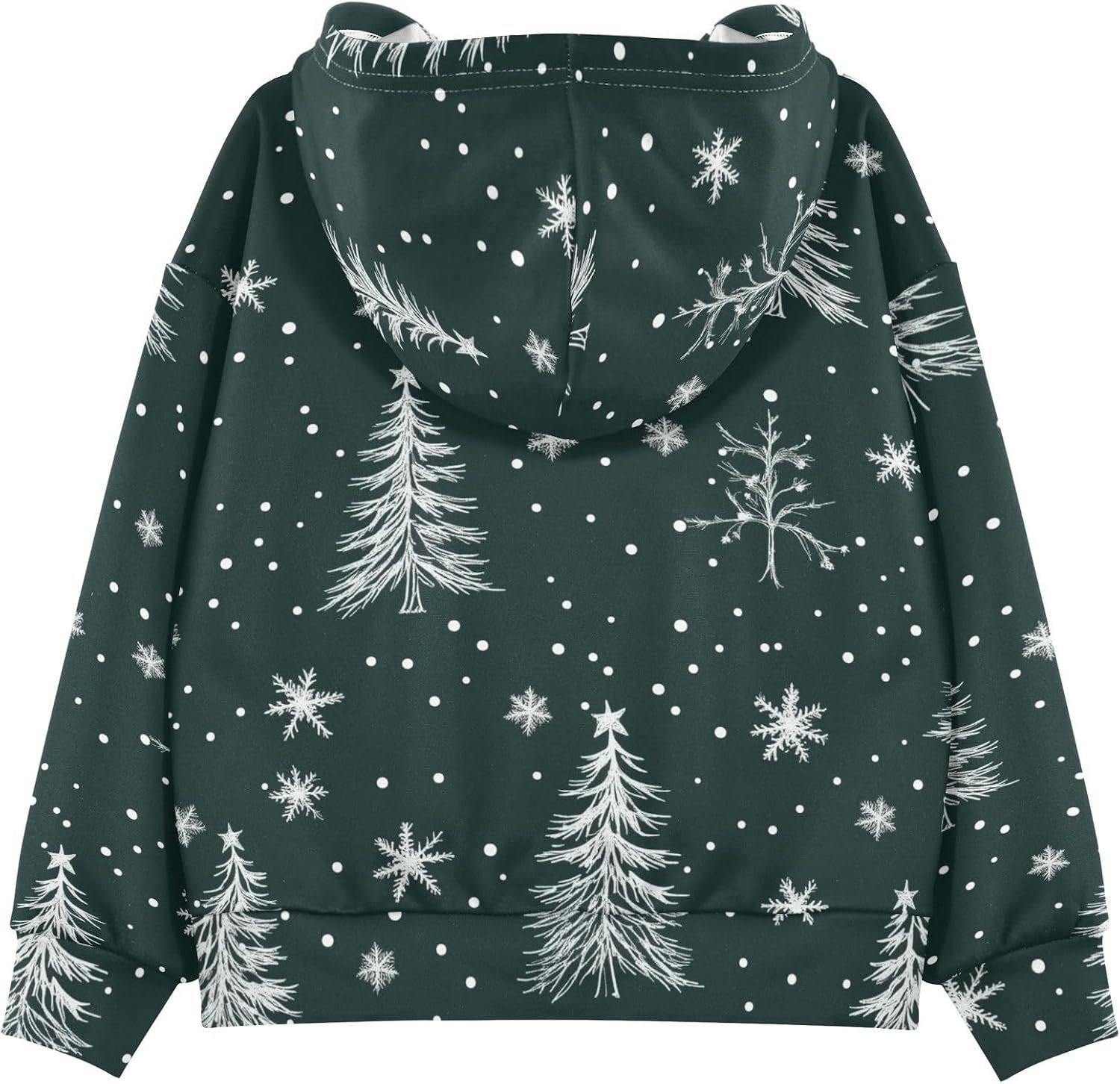 ZZXXB Xmas Trees with Snow Kids Sweatshirts Boys Girls Hooded Kangaroo Pocket Pullover Tops XS-XXL
