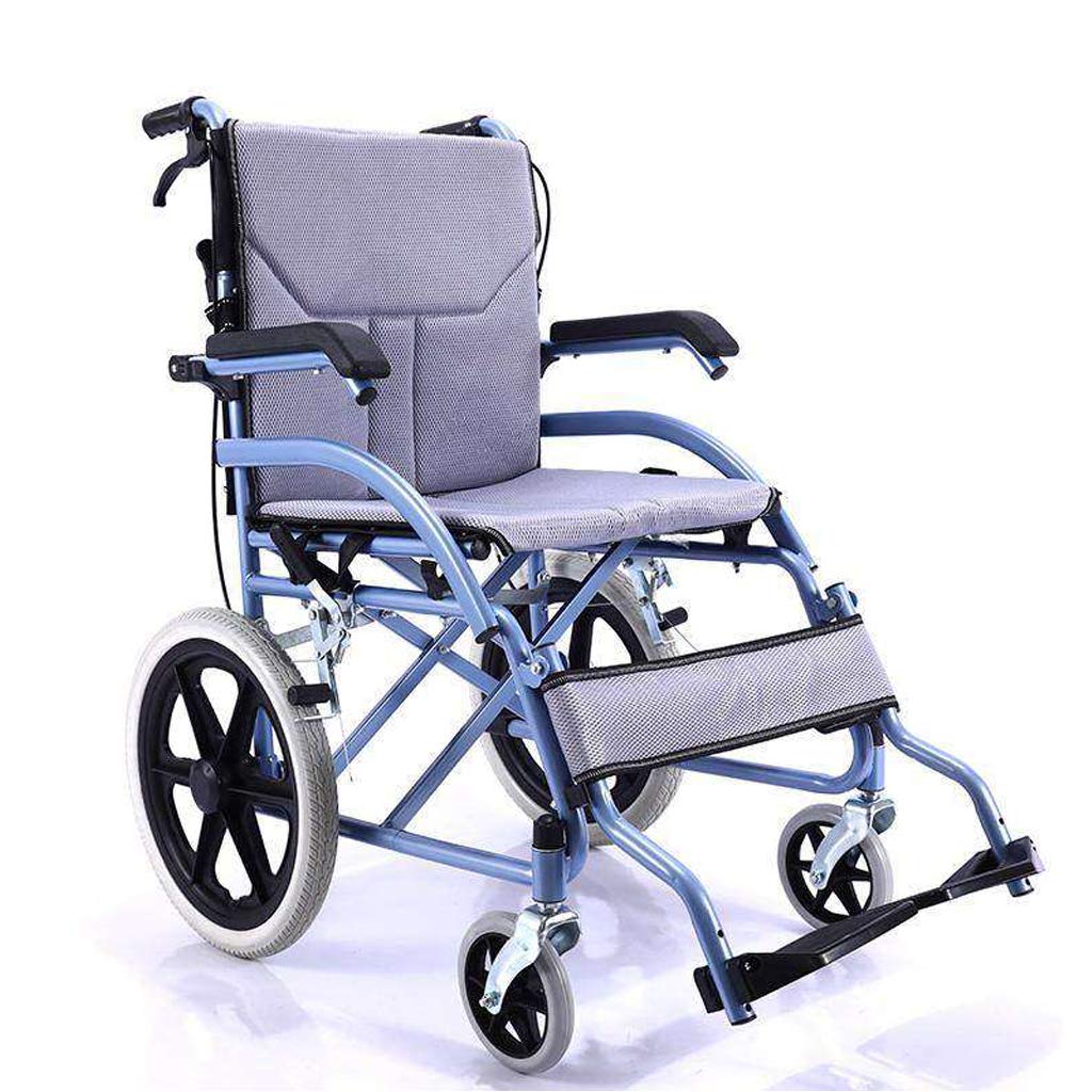 Fauteuil roulant de transport léger et pliable avec double coussin pour senior