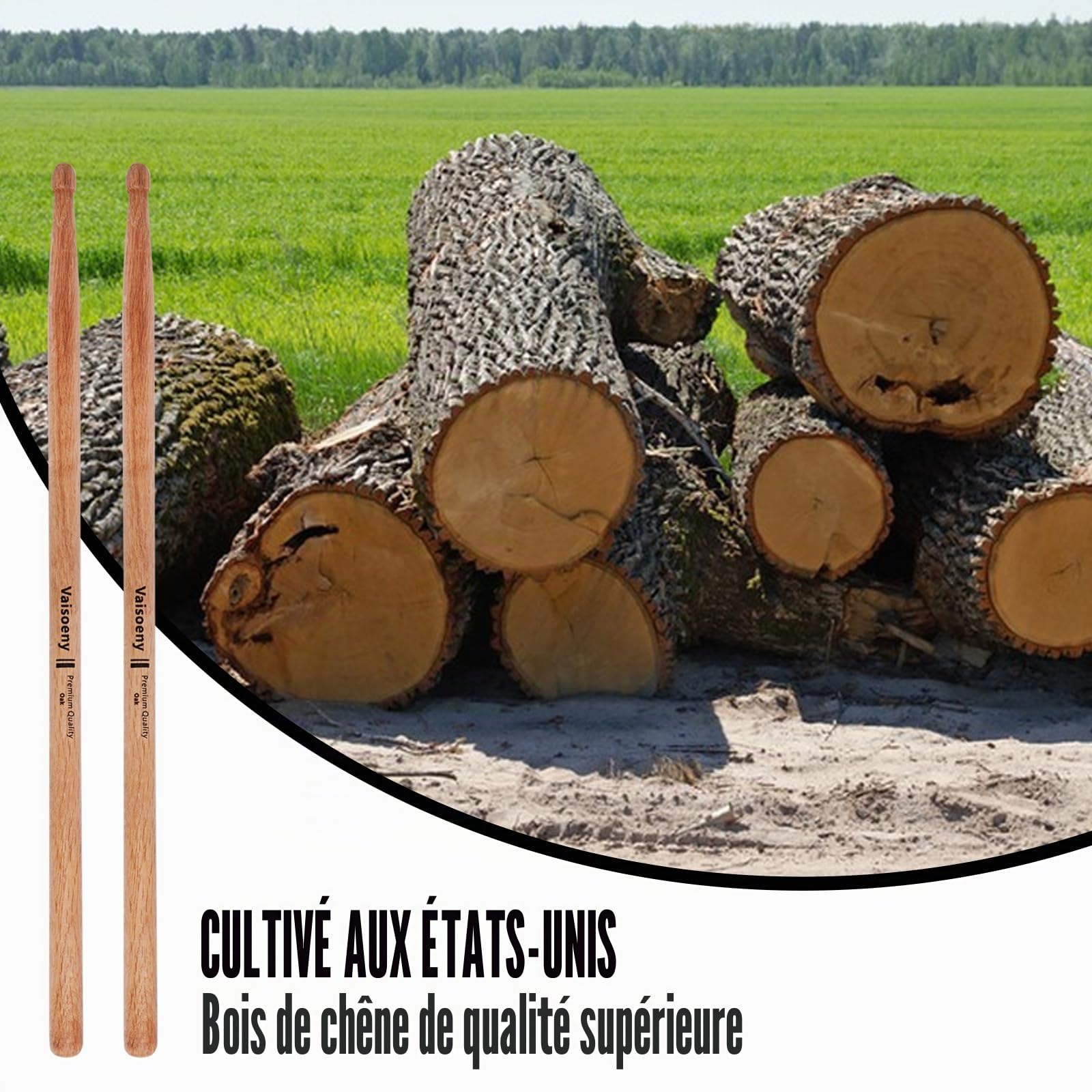 Baguettes 7A en Chêne avec Olive en Bois Forme Goutte, Lot de 12 Paires | Baguettes 7A en chêne offrant rapidité, contrôle précis et excellente durabilité pour une utilisation quotidienne.