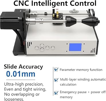Coil Winding Machine, Automatic Wire Winder with LCD Screen, 120-900 RPM, 0.01mm Accuracy, Ideal for Metal Wire, Fishing Line, Enameled Wires, Silk Thread