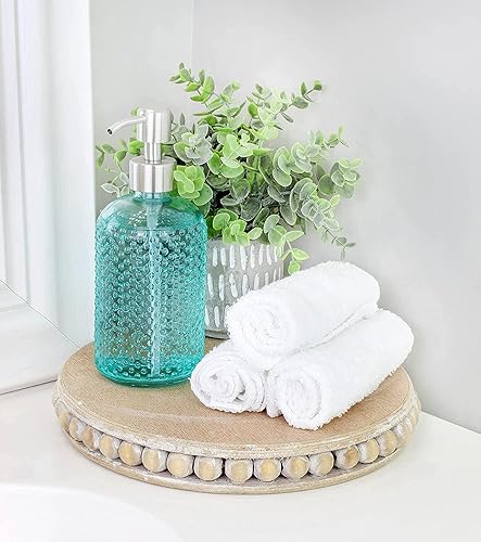 Vista 2 de AuldHome Design Dispensador de jabón de vidrio Hobnail (verde, paquete de 3); botellas decorativas con bomba