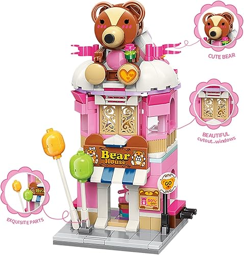 Miniatura 4 de LITTLE FROGGY City Corner Model Teddy Theme Store Juego de bloques de construcción compatible con Lego Bricks Cute-Bear Sales Shop Regalo ideal con