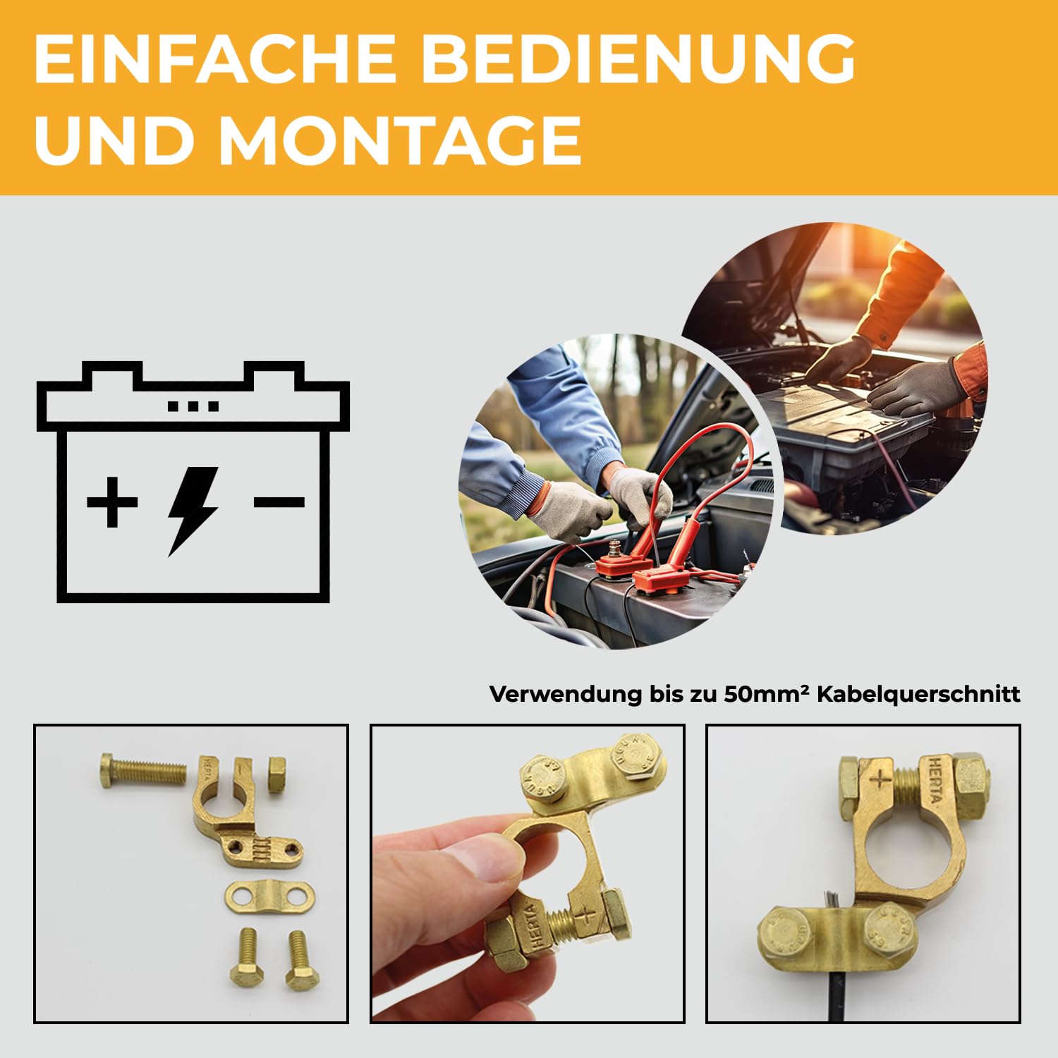 10 Paar Premium Batteriepolklemmen Polklemmen aus hochwertigem Kupfer für Autobatterie Bootbatterie Wohnmobilbatterie Ladegerät bis 24V Batterie Klemmen