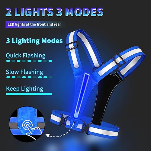 Miniatura 2 de Chaleco reflectante LED para correr recargable por USB chaleco para correr de alta visibilidad luz de 6 a 11 horas con cinturahombro ajustable para