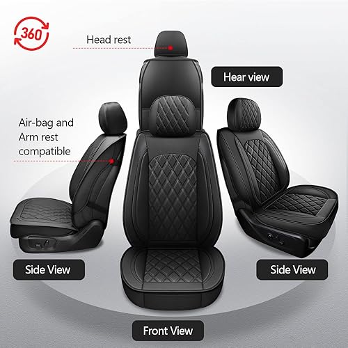 Miniatura 7 de MIROZO Dodge Ram Juego completo, 5 fundas de asiento de automóvil impermeables para Ram 1500 2500 3500 Crew Quad modelos 2009-2024 compatibles con