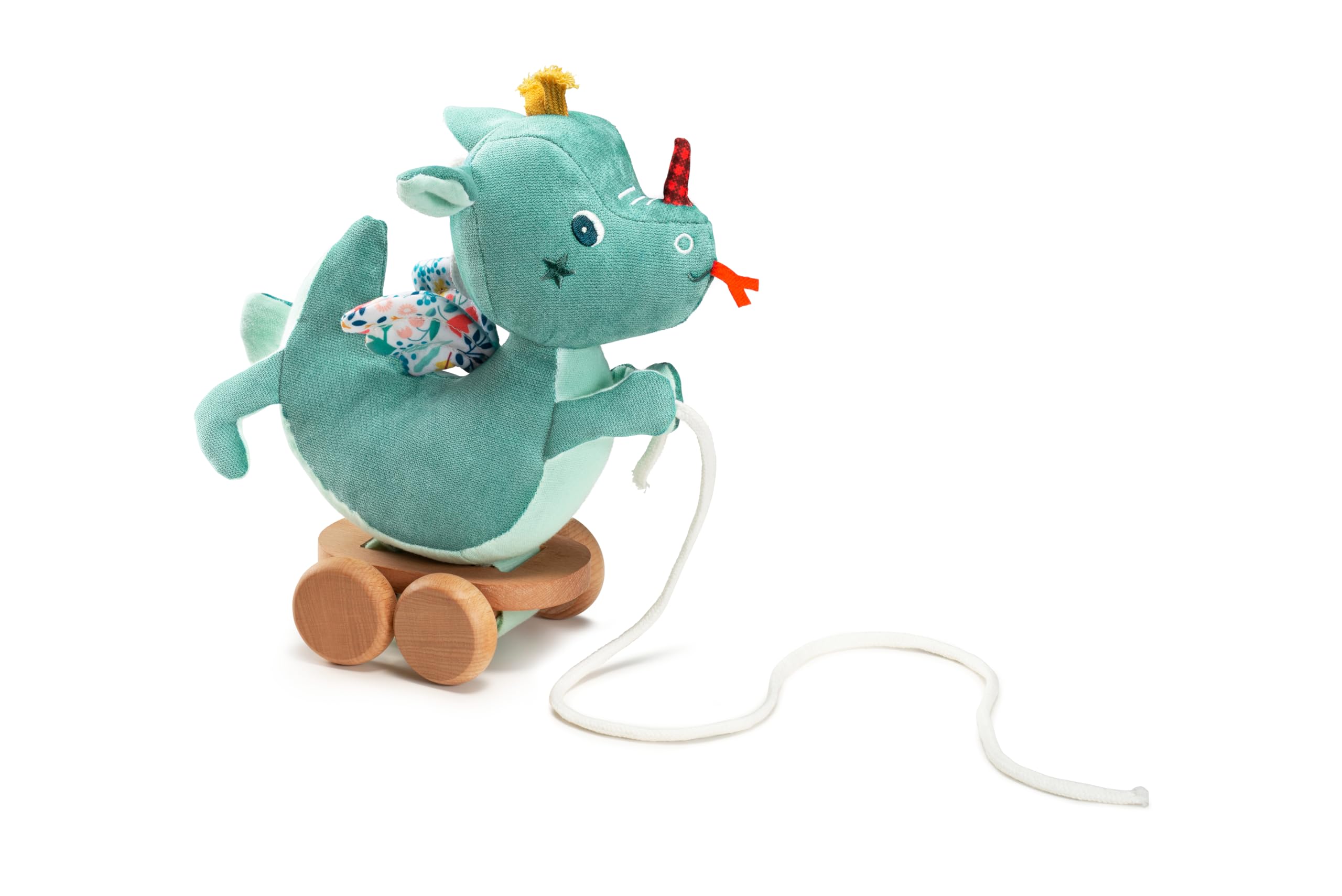Lilliputiens – Joe the Dragon Pull-Along Toy – Ideal Companion for Baby’s First Steps – Sound and Tactile Awakening Toy with Jingly Head and Moving Wheels – From 12 Months – 83329