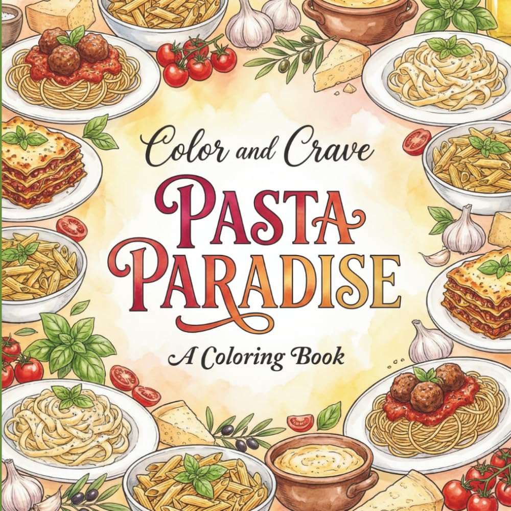 Pasta Paradise: Coloring Book for Pasta Lovers, Adults and Kids, Rich and Detailed for Foodies and Relaxation Featuring a Variety of Foods and Snacks