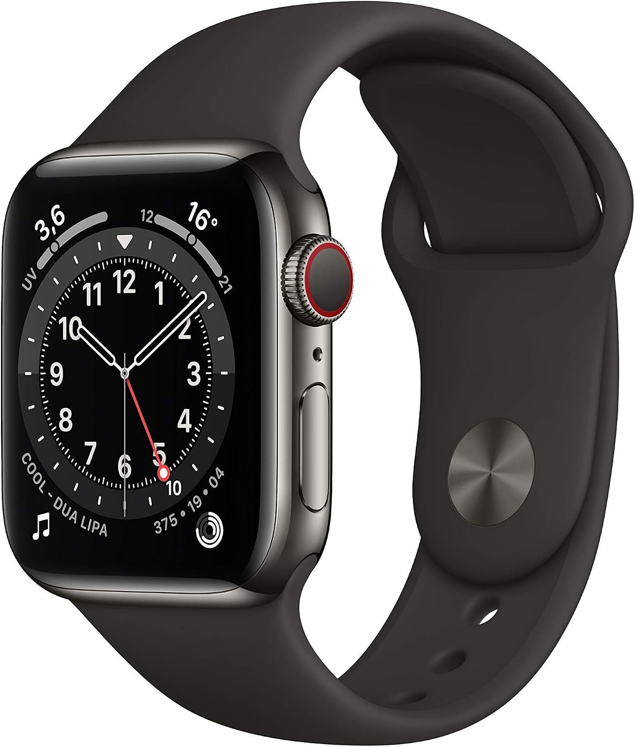 Apple Watch Series 6 (GPS + Cellular, 40 mm) Cassa in acciaio inossidabile  color grafite con Cinturino Sport nero : Amazon.it