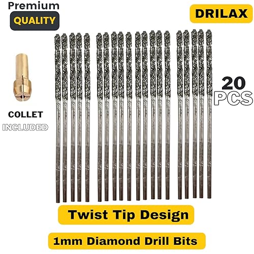 Miniatura 2 de Brocas de diamante de 0039in para piedra de perforación compatibles con Dremel Collet incluido juego de brocas con diseño de punta torcida joyería