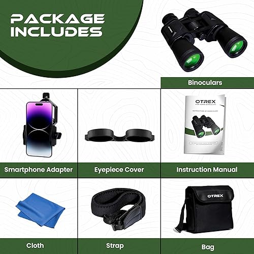 Miniatura 6 de Prismáticos de 10 x 50 para caza  Binoculares HD de alta potencia para adultos para observación de aves, viajes, juegos deportivos con funda de