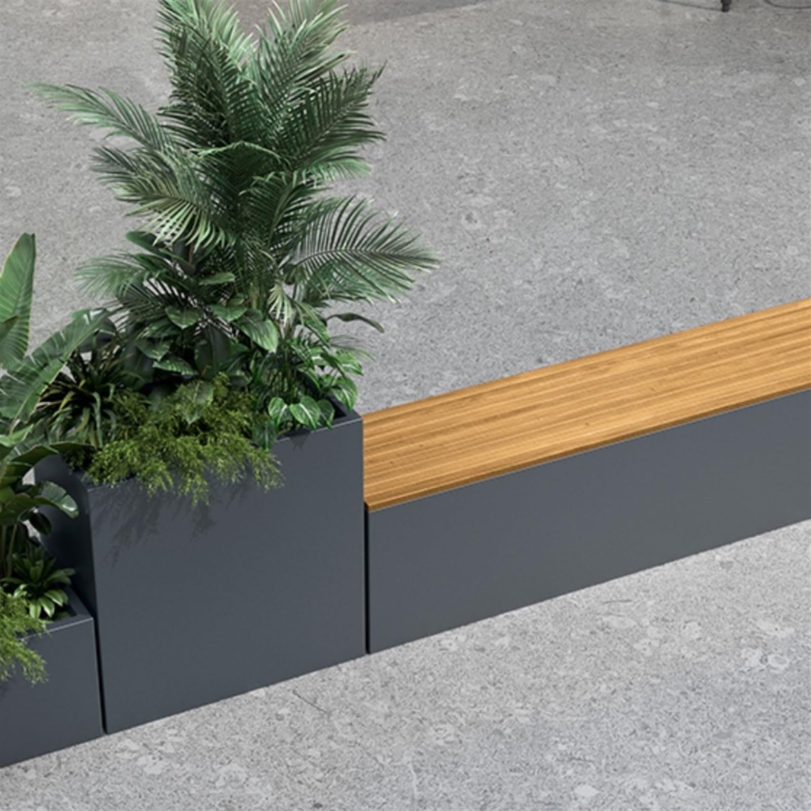 Blumenkasten mit Bank Hochbeet aus Edelstahl for den Außenbereich mit Bank, DIY-Montage, wetterfeste Pflanzkästen for Blumen, Obst und Gemüse Bank mit Pflanzkübel(Mittel)