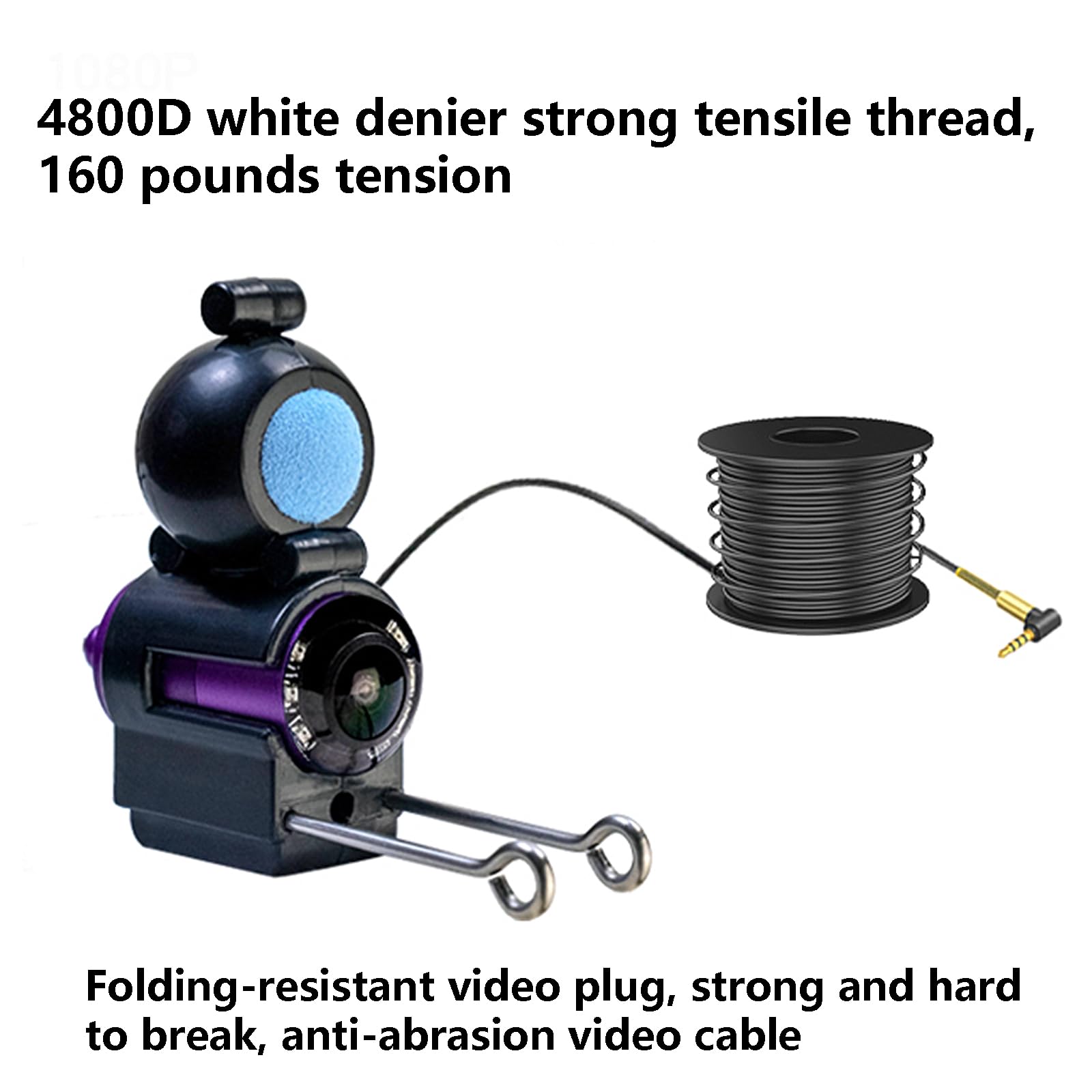Telecamera Subacquea YEKUYEKU Per Pesca – HD 1080P, Obiettivo 220°, Cavo 20m, Batteria 8-12h | Ideale Per Mare, Ghiaccio E Laghi