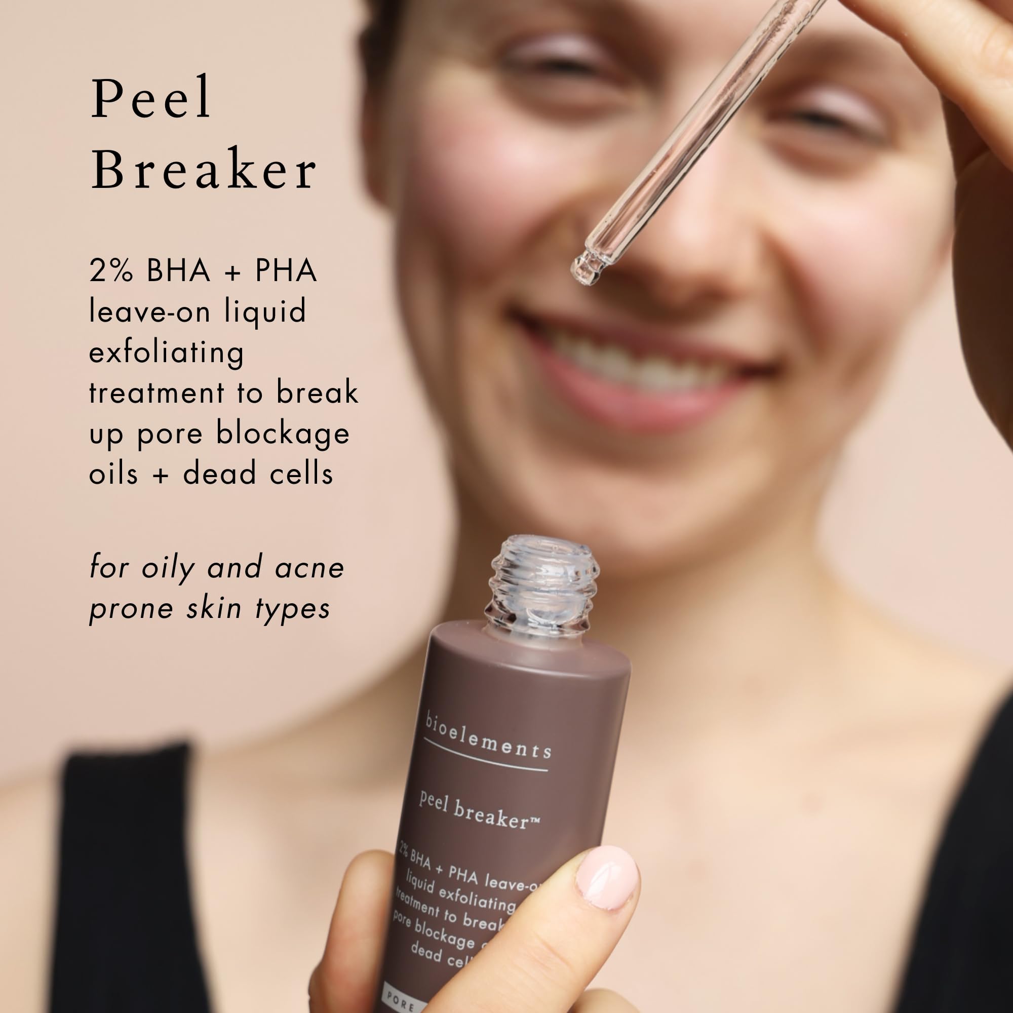 Bioelements Peel Breaker - 1 fl oz - 2% BHA + PHA Leave-On Liquid Exfoliating Treatment to Break Up Pore Blockage Oils + Dead Cells - Vegan, Gluten Free - Never Tested on Animals