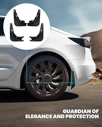 Miniatura 5 de LASFIT Aletas de barro para Tesla Model 3 2017-2023 No requiere perforación, protectores contra salpicaduras mate, guardabarros mate, accesorios de