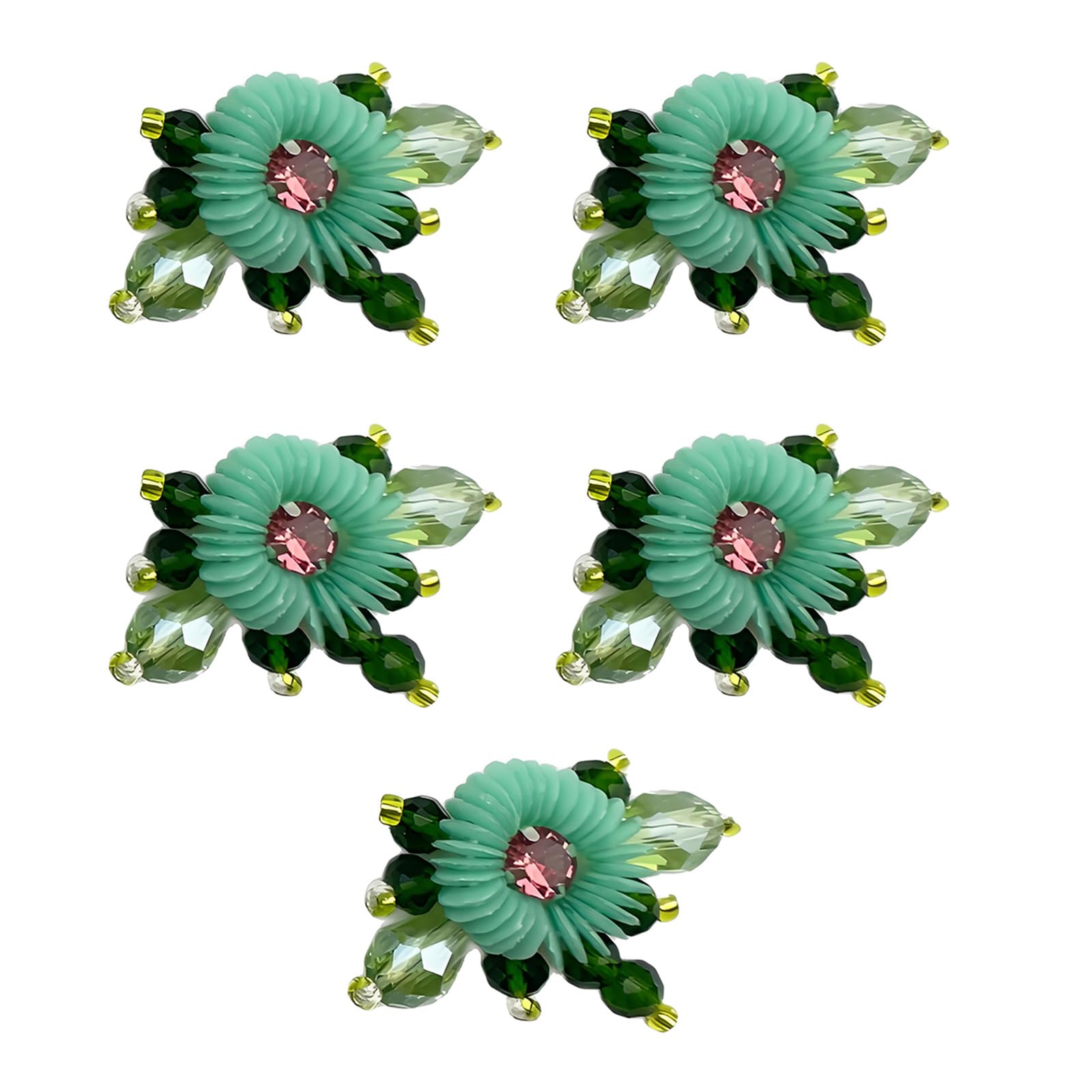 Tsophreniq 5Pcs Handwoven Floral Clusters Flower Appliques for Garment Shoe Hat and Bag Decoration Sewing Craft Supplies Hat Decoration Florets