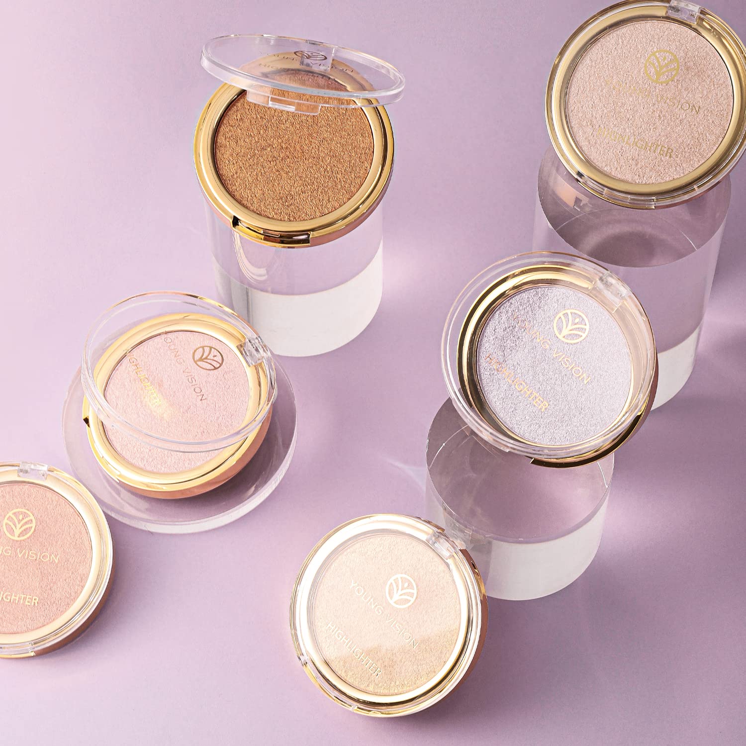 YOUNG VISION Baked Highlighter Powder Palette, Sheer Pearl Shimmer Shades for Face Highlighter Makeup, Highly Pigmented Iluminadores de Maquillaje, 0.19 Oz(Pack of 1) : Beauty & Personal Care