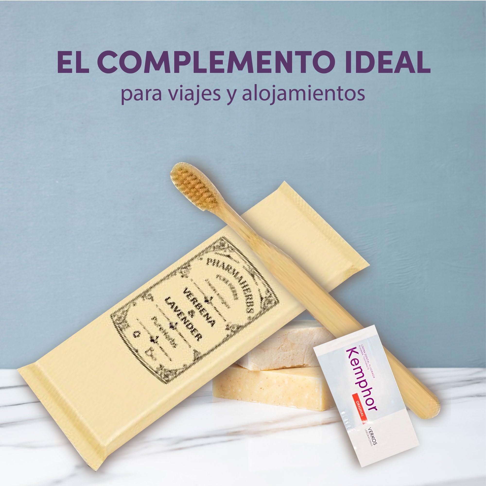 Pack de 100 Kits Dentales de Bambú con Cepillo de Cerdas Suaves Bio y Sobre Dental - Pack de 100 Unidades, Ecológico y Biodegradable, Ideal para Hoteles y Apartamentos Turísticos