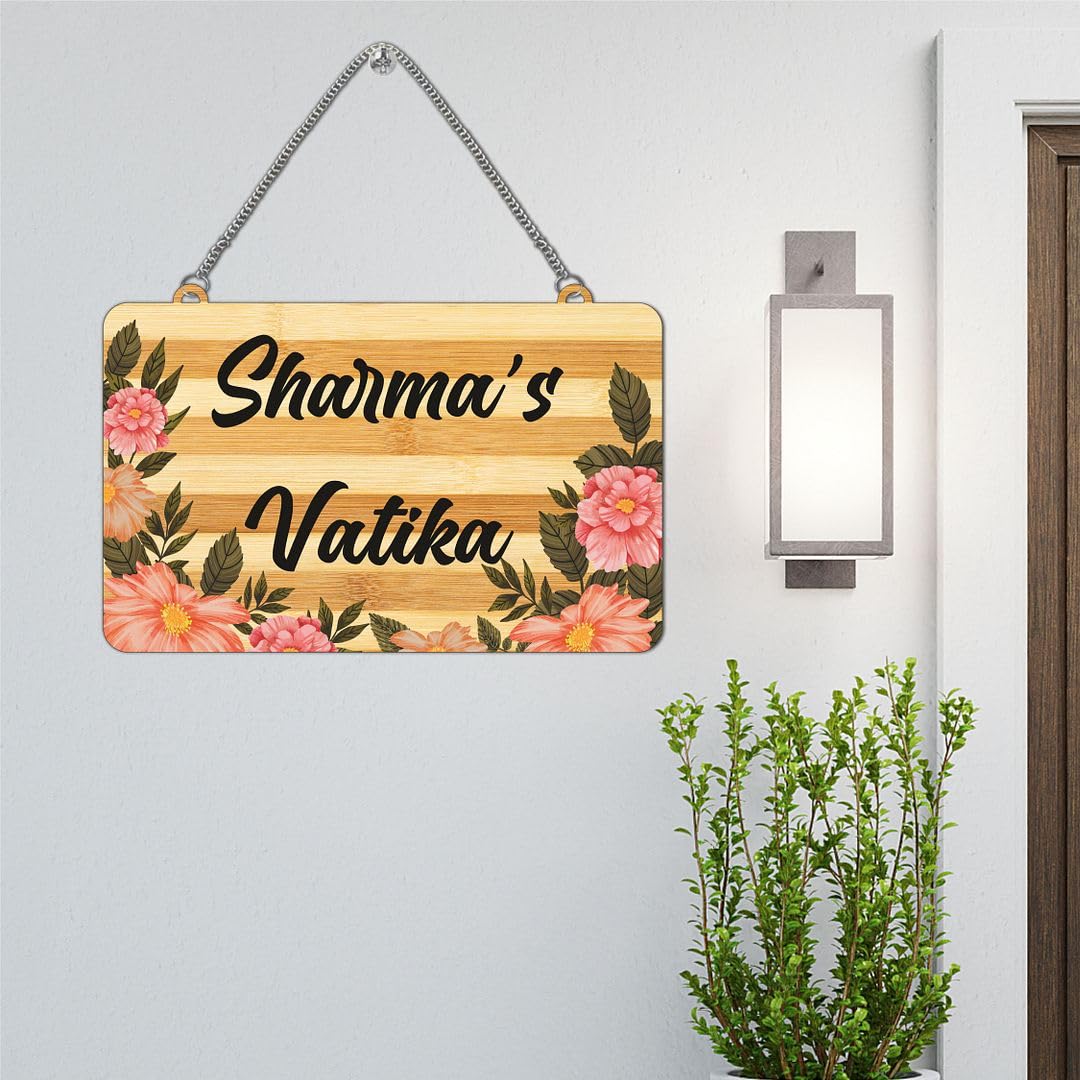 CVANU Customized Wooden Name Plate for Home Entrance Multicolour Size(10.5x18inch)_C1 — Amazon image 3