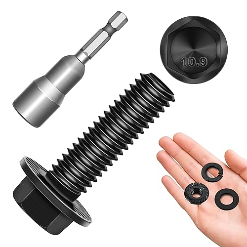 Miniatura 52 de Perno M6x1.0 (10 juegos) M6 x 0.787 in Brida Hex Head Tuercas y Pernos, Tornillos hexagonales de brida de perno M6 con tuercas y arandelas, Surtido