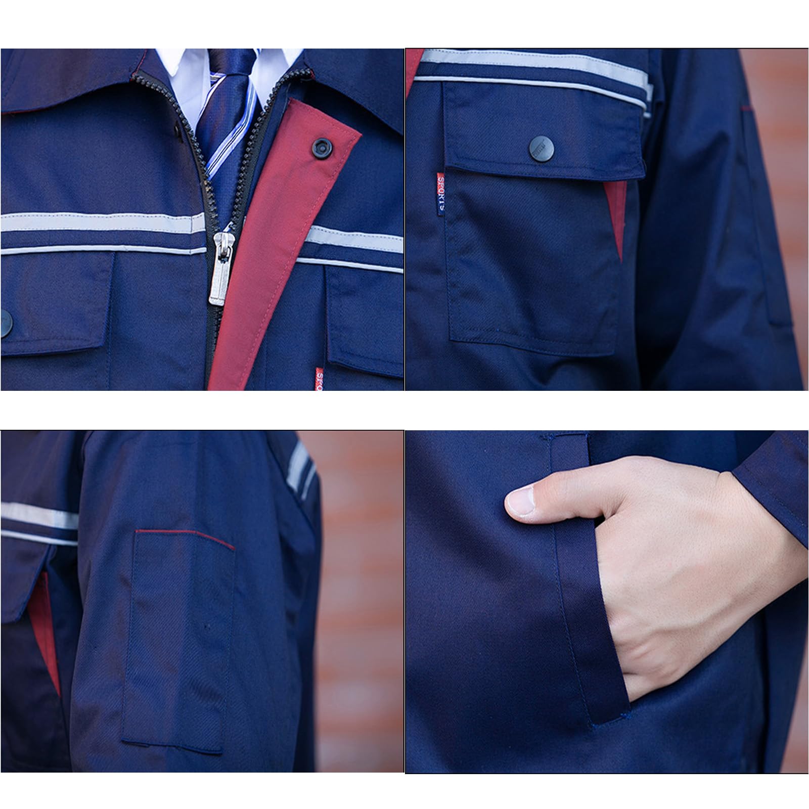 Mens Manica Lunga Tuta Lavoro Tute Per Le Donne Officina Meccanico Uniformi Abbigliamento Da Lavoro Con Striscia Riflettente