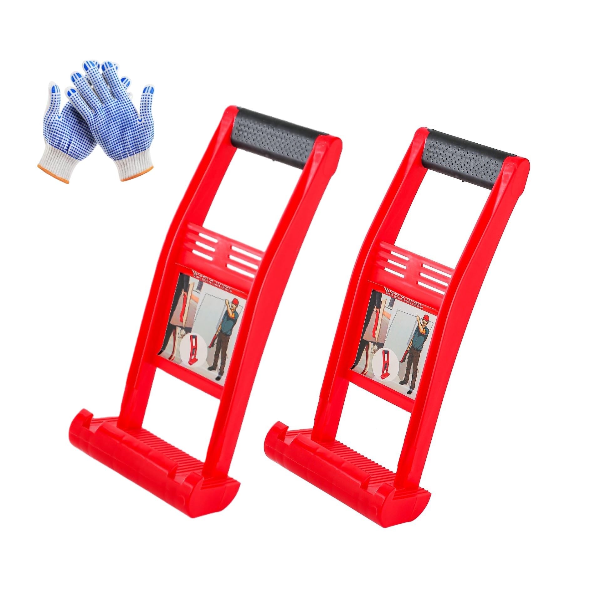 Lot de 2 supports de plaque en ABS avec poignée antidérapante - Capacité de charge de 80 kg - Pour plaques de plâtre, contreplaqué, panneaux de particules, MDF et verre - Idéal pour cloisons sèches et