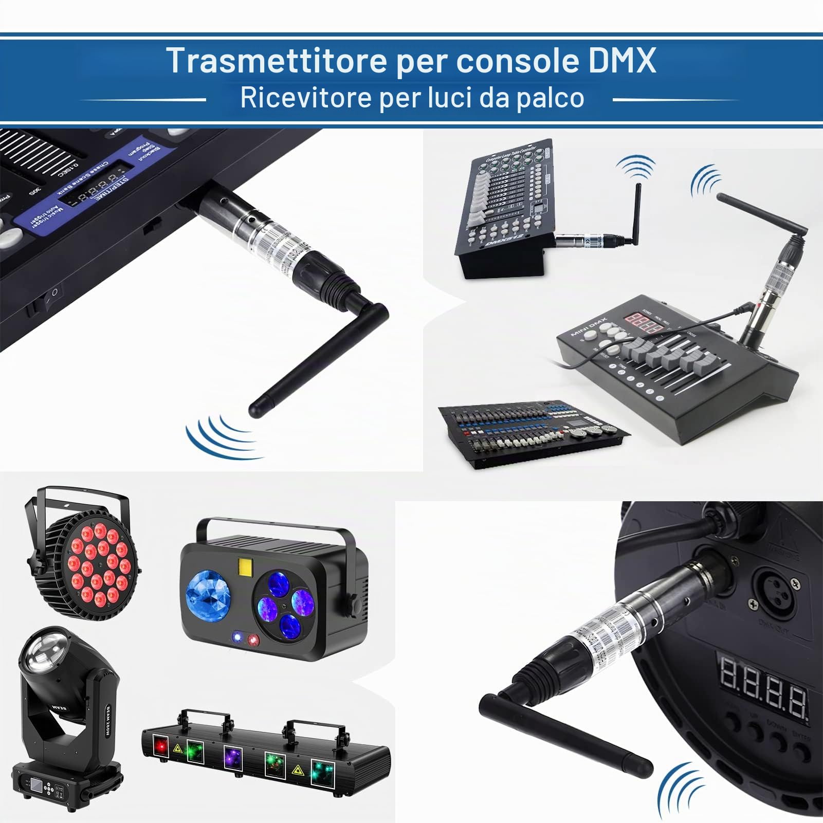 Controller Wireless D-MX, Trasmettitore Wireless DM-X512, Ricevitore, Illuminazione a LED, con Controller D-MX per Movimento Testa, Luce da Palcoscenico, Luce da Discoteca, Luce da Discoteca
