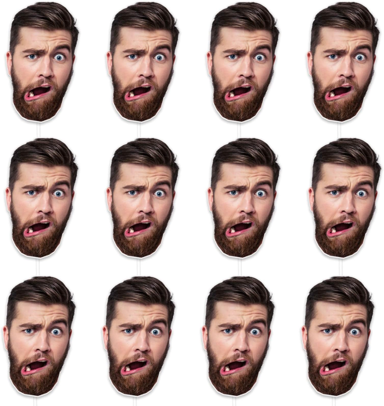 Head Cutouts on a Stick, Custom Fat Head Face on a Stick with Photo Face Fan for Birthday Graduation Wedding Party(12 pcs-Same Photo)