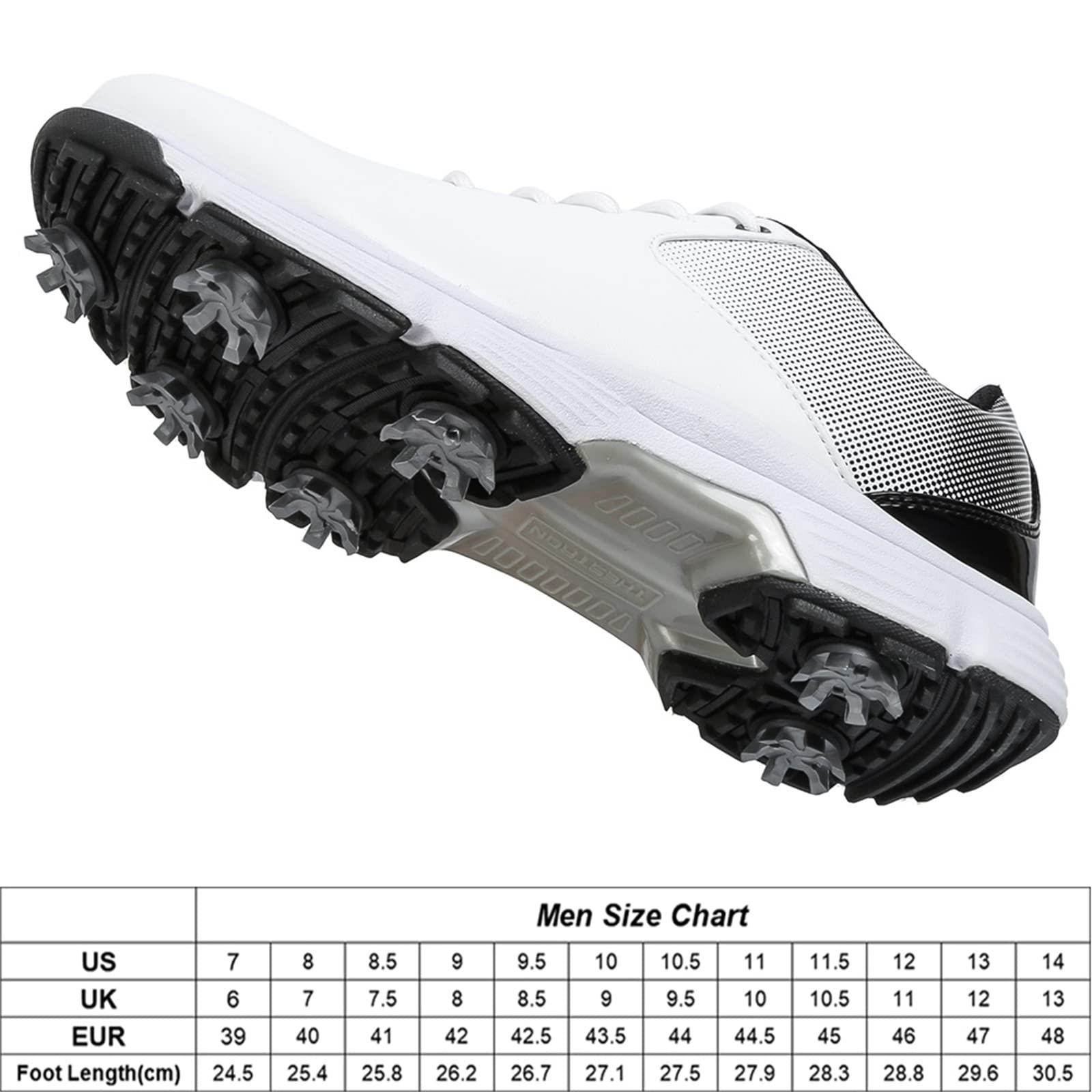 Chaussures De Golf pour Hommes avec Baskets Imperméables À Coupe Large en Cuir À Pointes Grande Taille