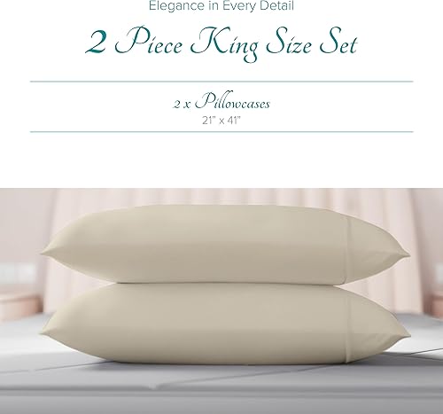 Miniatura 3 de Carressa Linen Fundas de almohada de algodón egipcio de 800 hilos, color azul real, tamaño King, almohada de algodón puro de fibra larga para