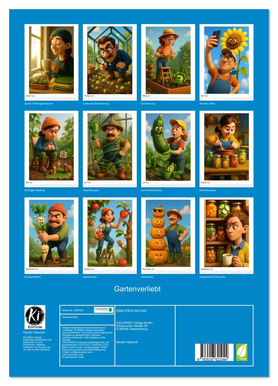Gartenverliebt (hochwertiger Premium Wandkalender 2026 DIN A2 hoch), Kunstdruck in Hochglanz: Unkraut vergeht nicht - Gartengeschichten mit Herz und Humor (CALVENDO Hobbys)