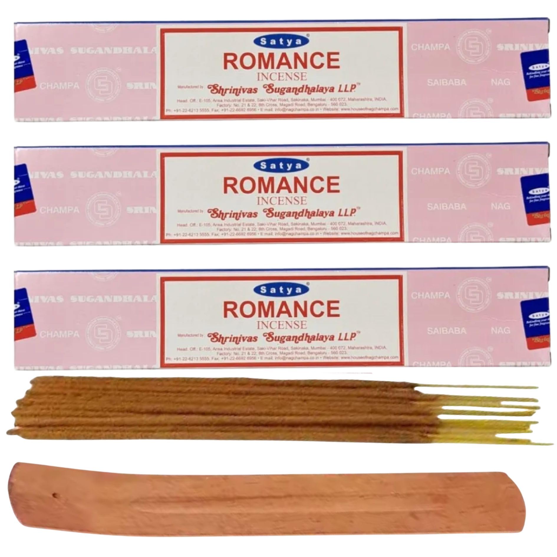 Satya, ROMANCE, Nag Champa, Incense Sticks, 3 Packs, Agarbatti