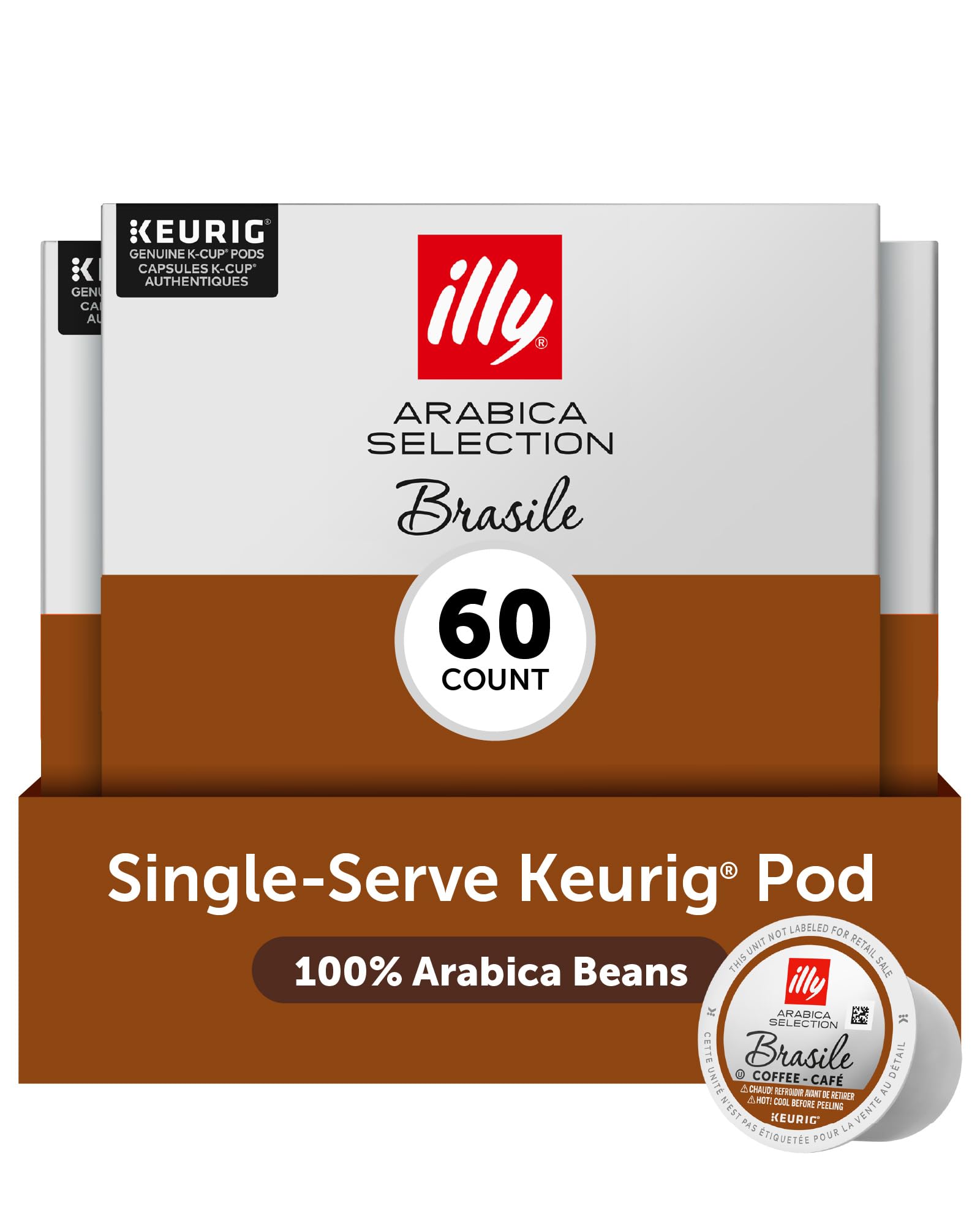Coffee K Cup, Pods for Keurig Machines, Brasile Single Origin Roast, 100% Arabica, Premium Italian Coffee, 10 Count, 6 Pack