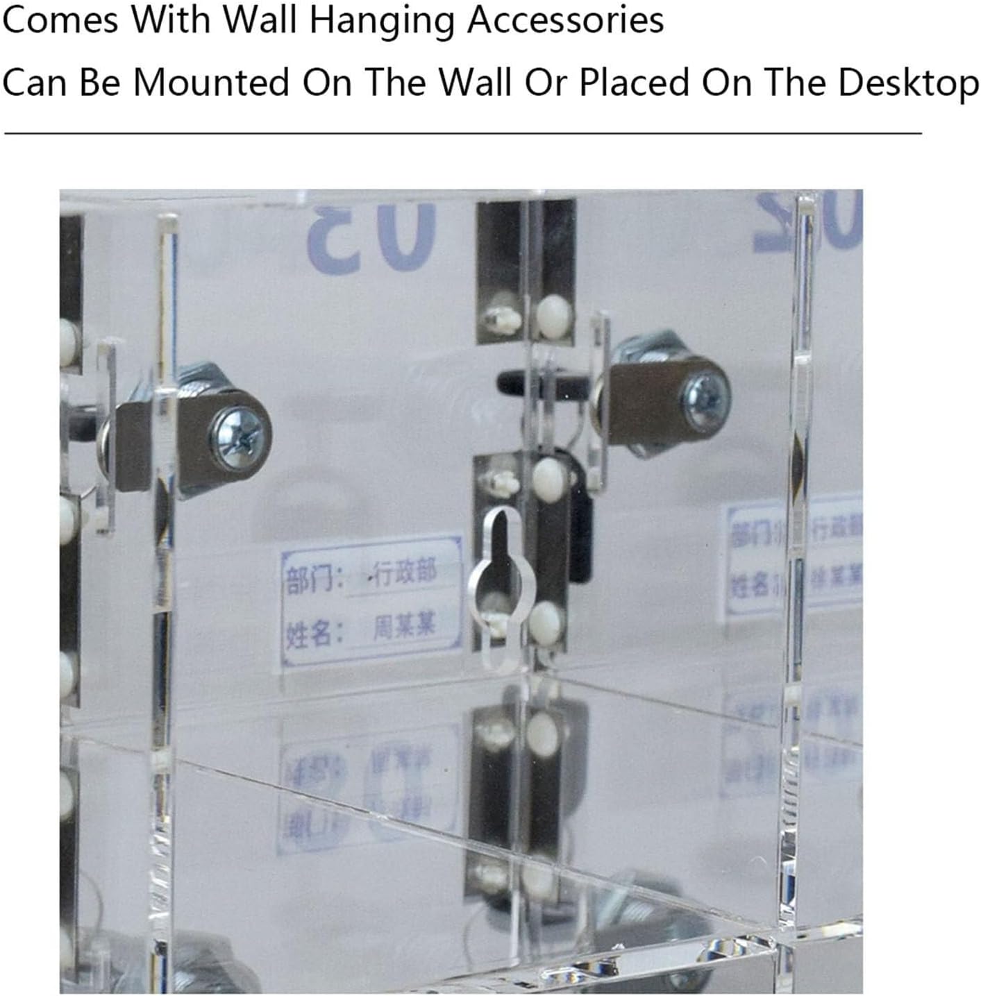 Cell Phone Locker Box for Classroom with Door Locks and Keys Clear Acrylic Jail Storage Cabinet，Wall-Mounted Acrylic Phone Storage Cabinet with Locks & Keys, 20-Slot Organizer Rack for Offic