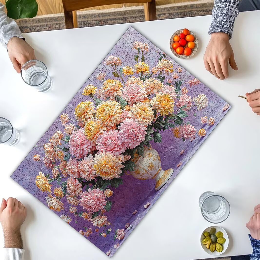 Puzzle 1000 Piezas, Puzzle Flor de Madera para Adultos, Regalos -2158