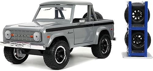 Jada Toys Just Trucks 1:24 1973 Ford Bronco - Coche fundido a presión, color gris, juguetes para niños y adultos
