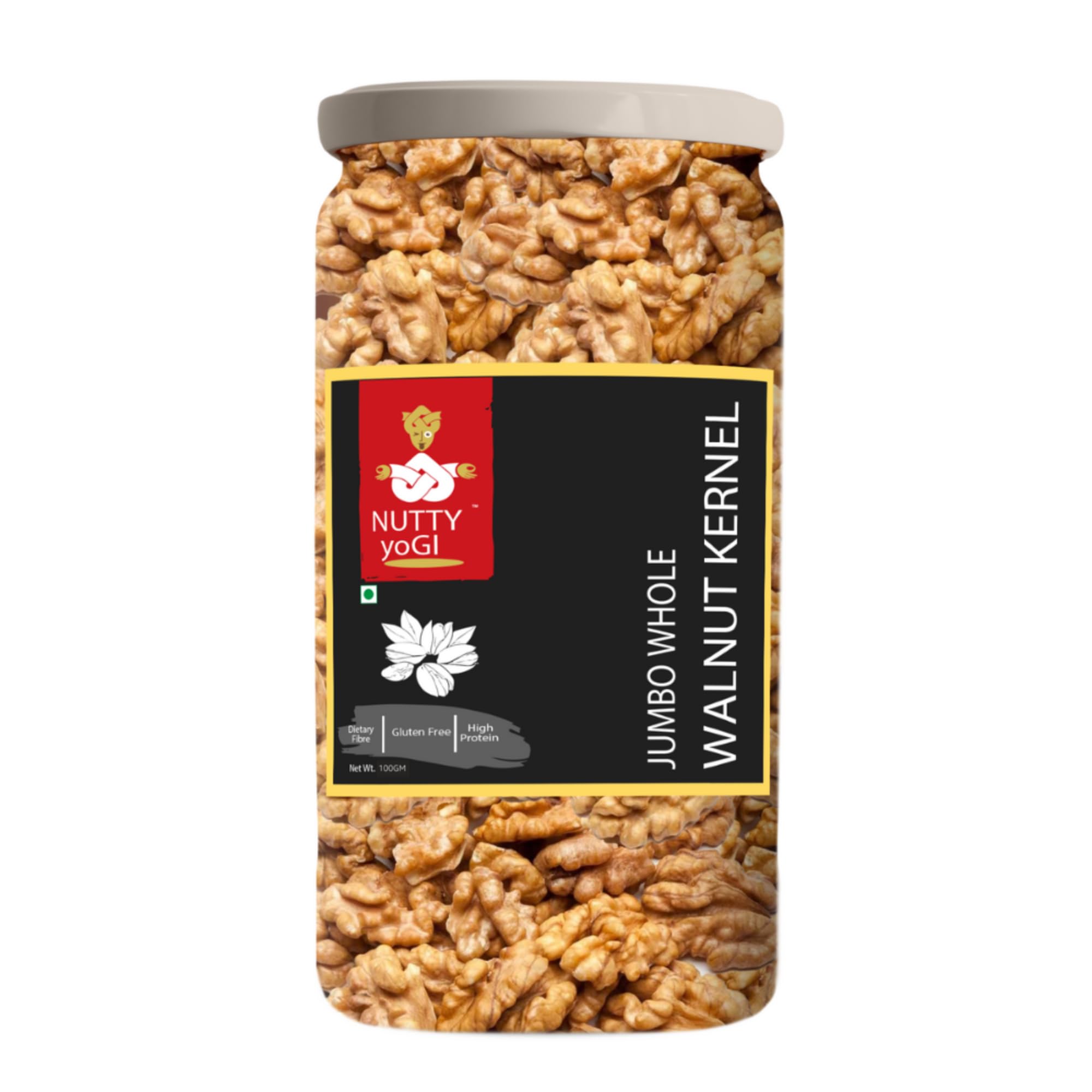 Nutty Yogi Walnuts Jar 100g| Premium Akrot Giri | Rich in Protein & Iron | Low Calorie Nut | 0g Trans Fat & Cholesterol Free-image-3
