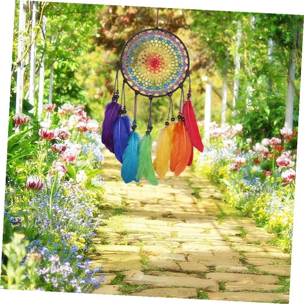 DOITOOL Lovely Dream Catcher Wall Hanging 20Cm Colorful Woven Ornament Romantic Pendant Home Decor for Bedroom and Living Room image 5