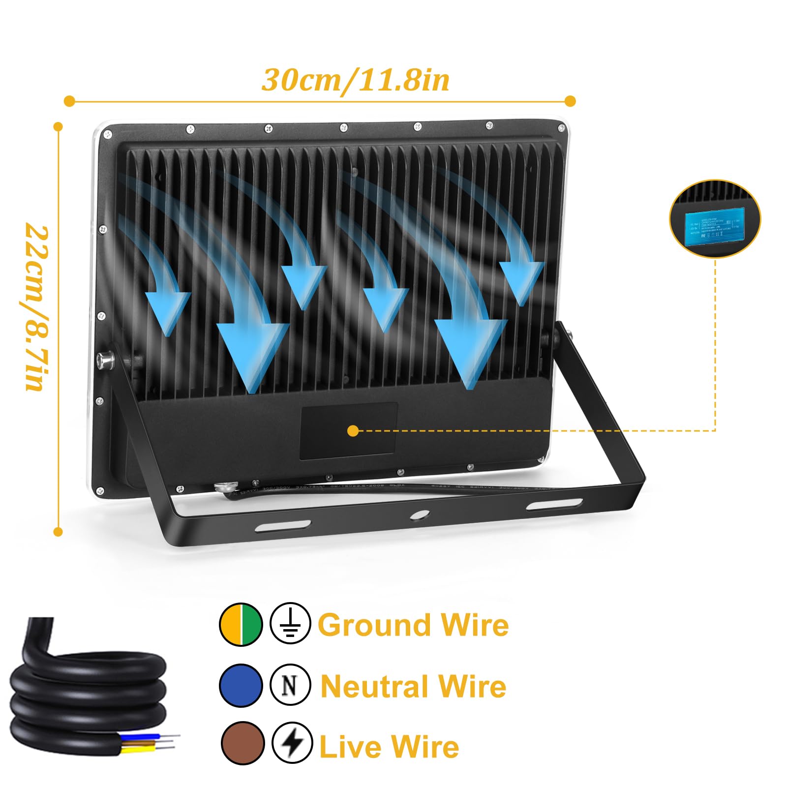 Focos Led Exterior, 200W 20000LM Focos LED Floodlight 6500K Blanco Frío, IP67 Impermeable Proyector LED Exterior, Luces Led Exterior para Jardín, Garaje, Terraza, Patio,Trasero, 2PC