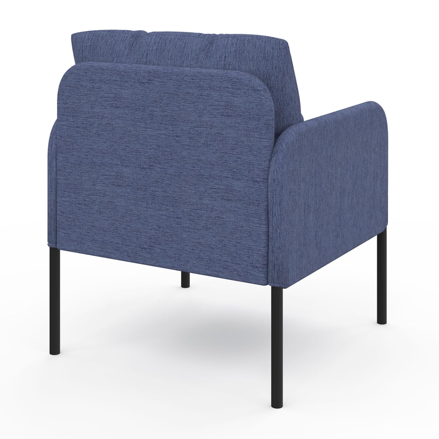 IDMarket - Sillón Auguste tejido azul, patas metálicas, color negro