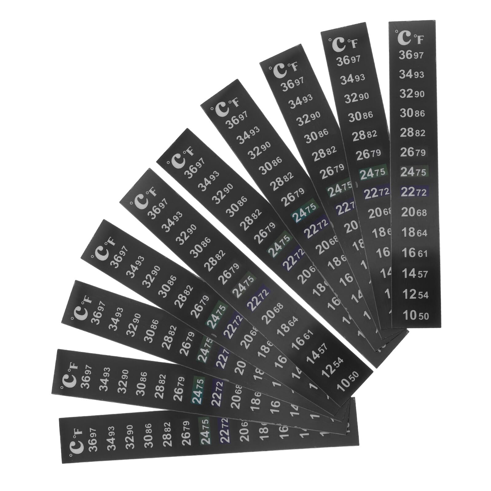 ARTSEWPLY Stick on Aquarium Thermometer Strip 10 Pack 4.72In Adhesive Lcd Water Temperature Indicator for Fish Tanks Terrariums Brewing Fermentation 50-97 F