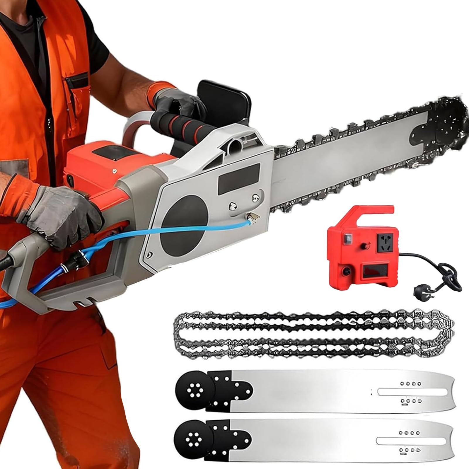 Sierra EléCtrica Para HormigóN, Cortadora De Muros Con Motosierra PortáTil, Con Sistema De SupresióN De Polvo Por Agua, Potente TecnologíA De Cadena De Diamante, Para Granito Y HormigóN Armado