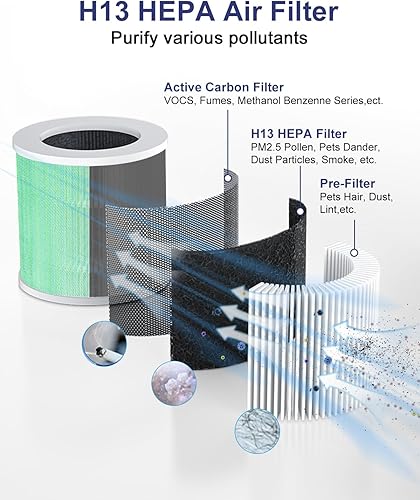 Miniatura 9 de VEWIOR Filtro de repuesto oficial H13 True HEPA purificador de aire, compatible con VEWIOR HQSC-50 HQKJ-80 A1 A1W purificador de aire, filtro de