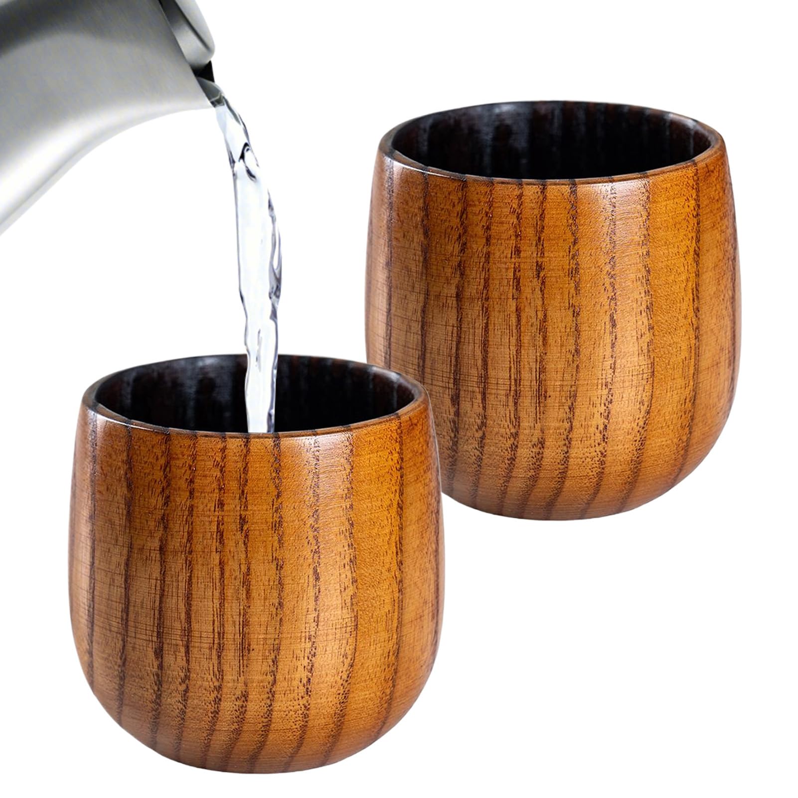 Taza old fashioned reutilizable de madera y vaso de whisky para vino o cerveza