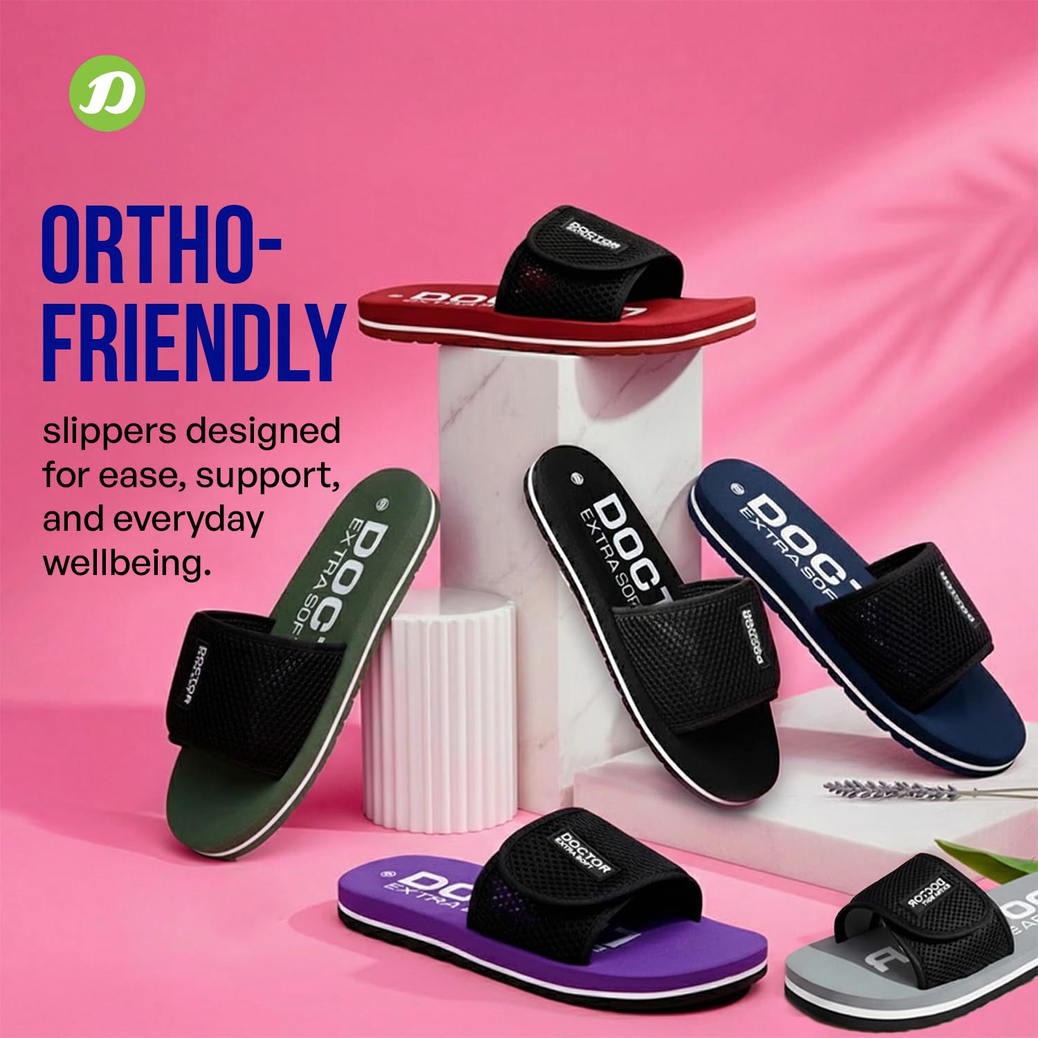 DOCTOR EXTRA SOFT Women's Orthopaedic and Diabetic Adjustable Strap Comfort Fitting Dr Flipflops and House Slippers for Women€™s and Girl€™s Slides OR-D-17-WOMEN-CUP-NAVY-9UK 4